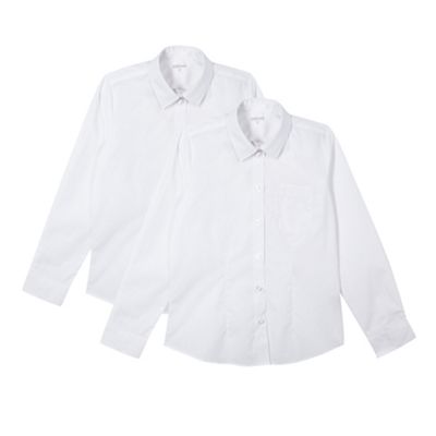Debenhams Girl's pack of two white school generous fit blouses